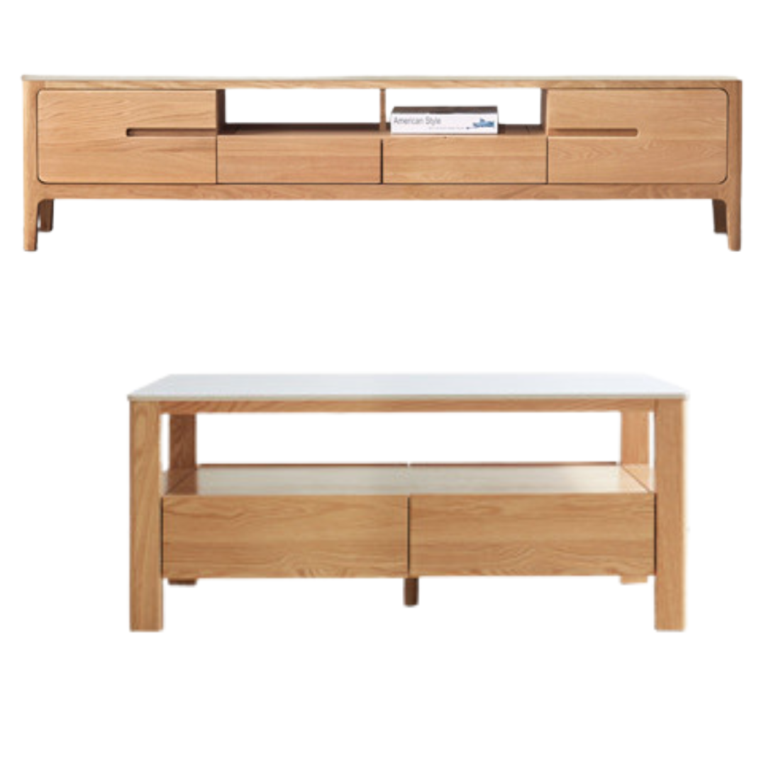 Solid Oak Wood TV Stand for Living Room - Modern Entertainment Center with Storage Shelves, Perfect for TVs up to 65 inches - Durable & Stylish Furniture for Home Theater Setup