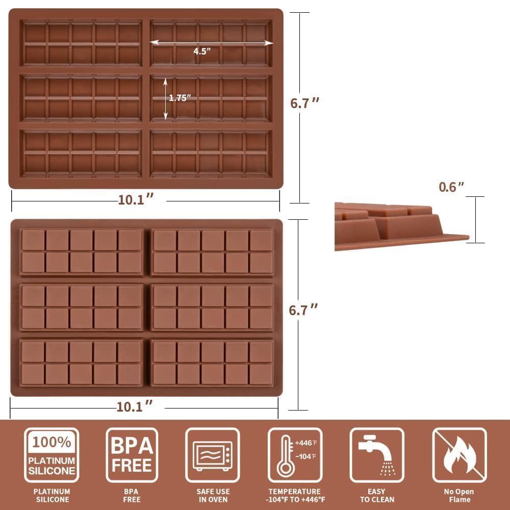 Premium Silicone Chocolate Bar Mold - Nonstick Break-Apart Dubai Style Candy Mold for Pistachio & Nut Chocolates (10 Snap, 1 Pack) - Perfect for Home Baking, DIY Gifts & Party Treats
