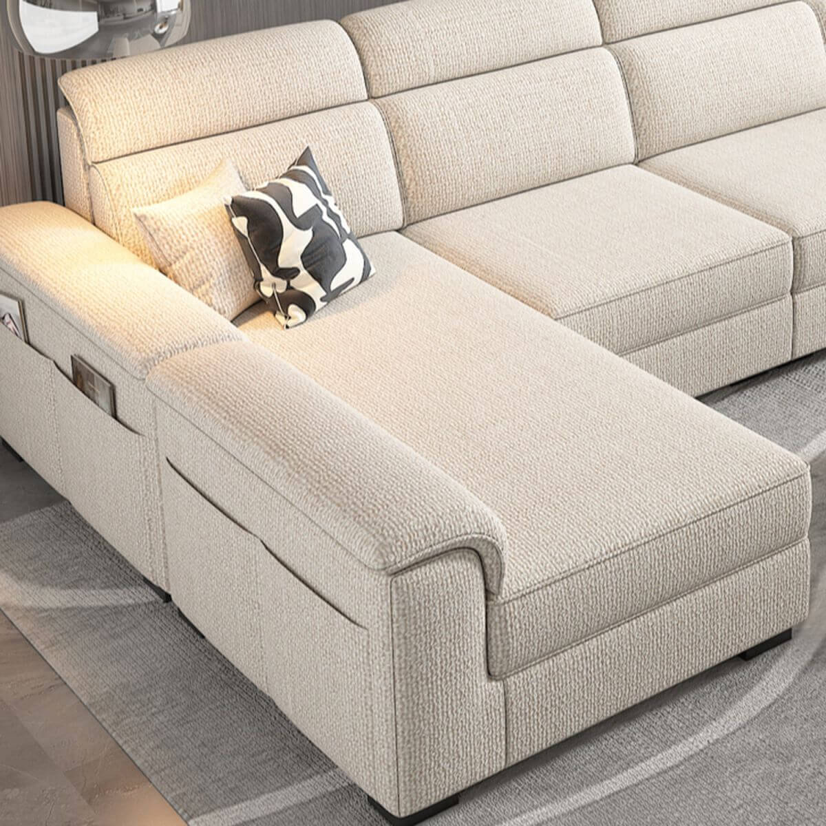L-Shaped & Straight Sofa Chaise Couch with Concealed Support & Pine Wood Frame - Perfect for Living Room, Lounge, and Home Theater Seating