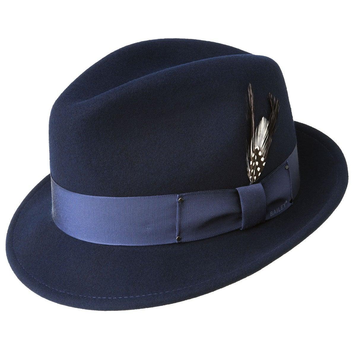 Stylish Men's Fedora Hat by Bailey of Hollywood in Navy Blue - Perfect for Casual Outfits, Vintage Looks & Special Occasions