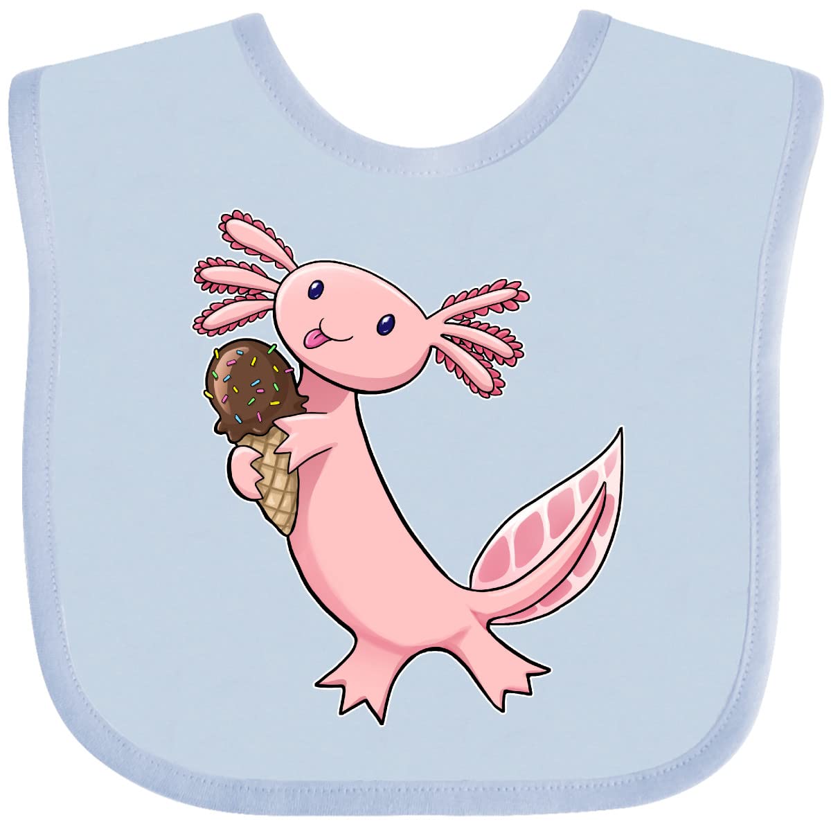 Inktastic Cute Axolotl Eating Ice Cream Baby Bib - Adorable Waterproof Drool Bib for Infants & Toddlers - Perfect for Feeding Time, Playtime & Photo Shoots