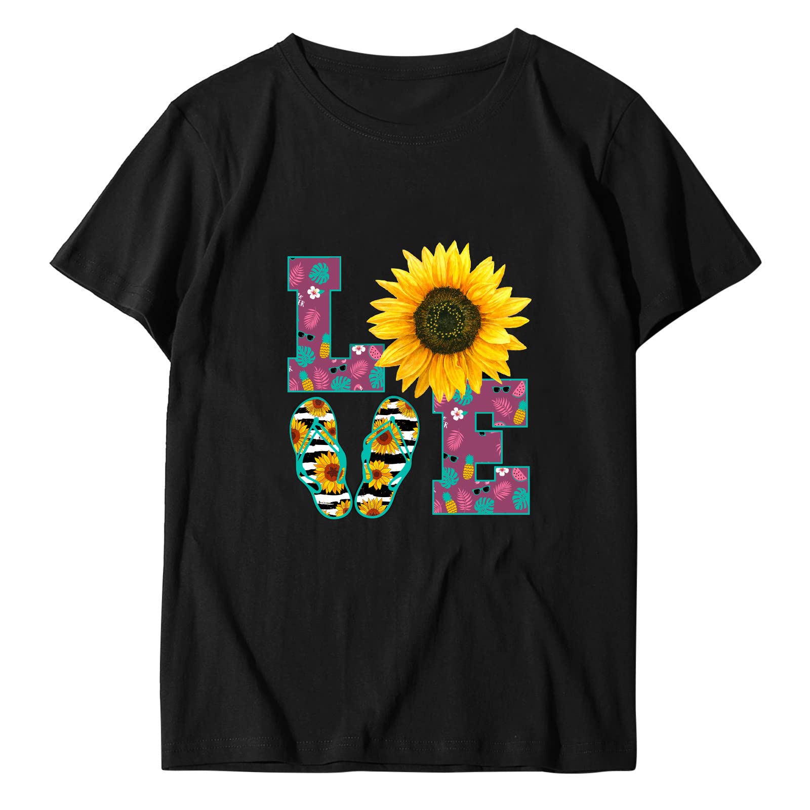 Women's Casual Short Sleeve T-Shirt - Loose Fit Heart Print Blouse for Valentine's Day | Comfortable O-Neck Top for Everyday Wear, Date Nights & Gift Giving