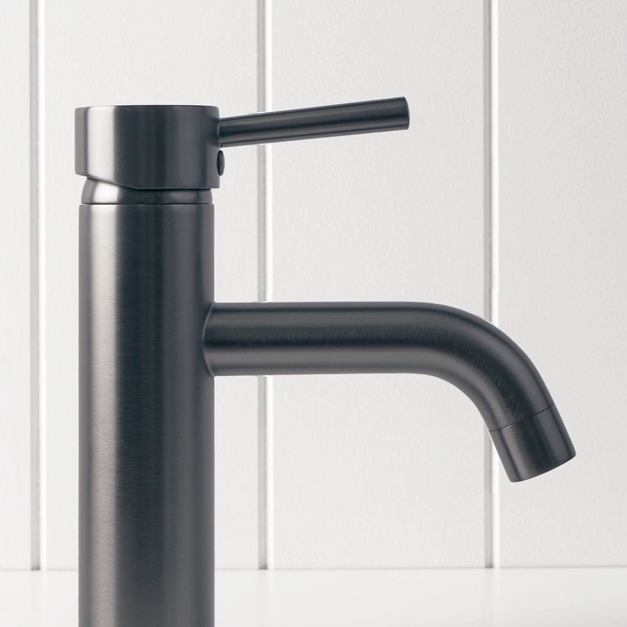 Sydney Short Basin Mixer Tap in Gunmetal Finish - Modern Bathroom Faucet for Sink Vanity, Powder Room & Guest Bathroom