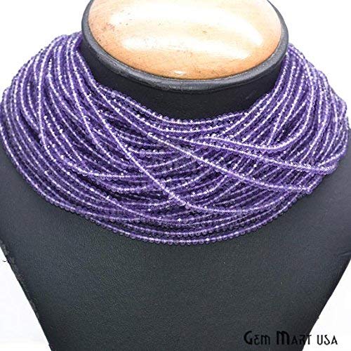 Faceted Amethyst Rondelle Beads for Jewelry Making - 12.5 Inch Gemstone Bead Strands (RLPA-70002) | DIY Bracelets, Necklaces & Craft Projects