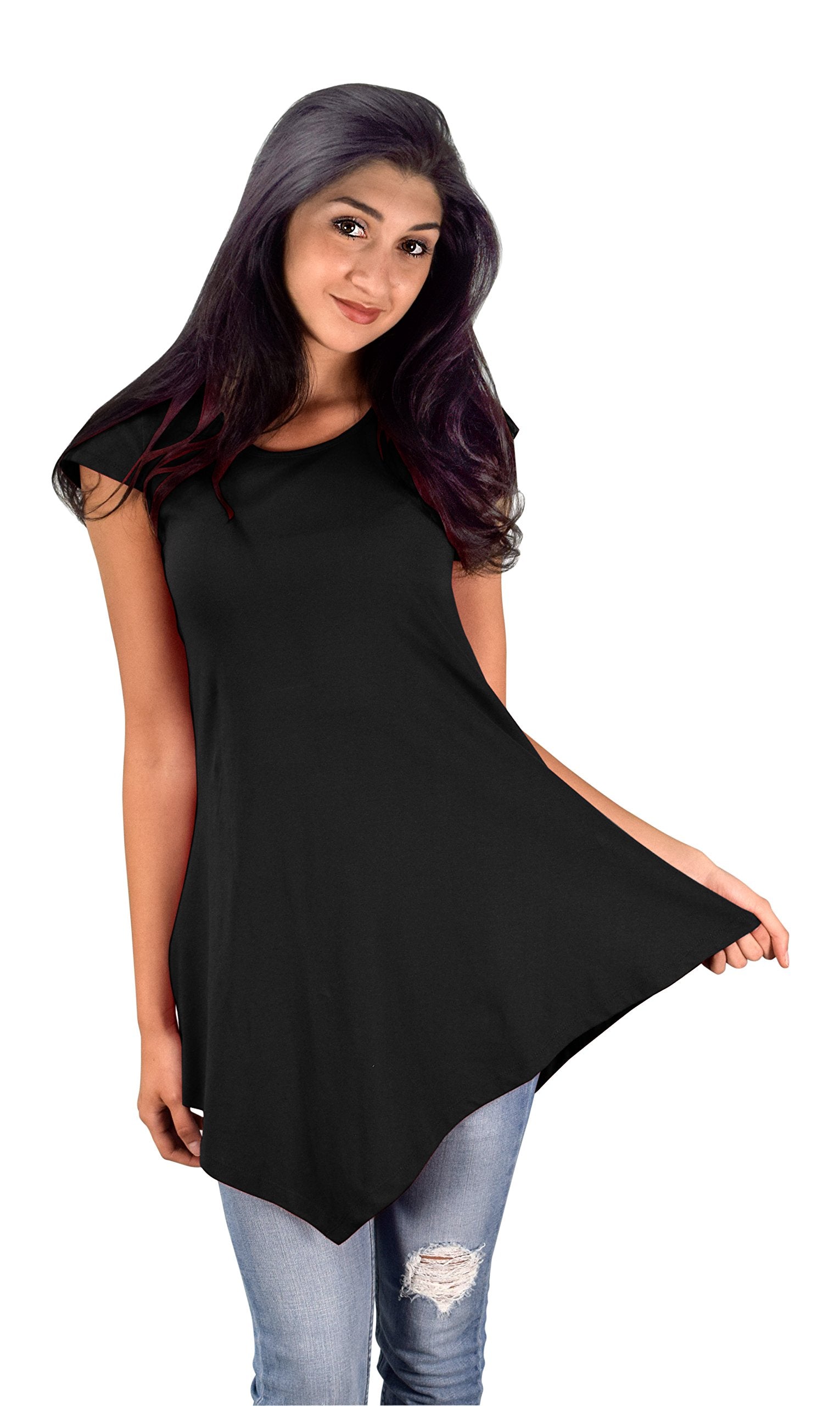 Women's Pure Cotton Summer Tank Top Tunic - Soft Breathable Casual Shirt with Handkerchief Hem for Beach, Vacation & Everyday Wear