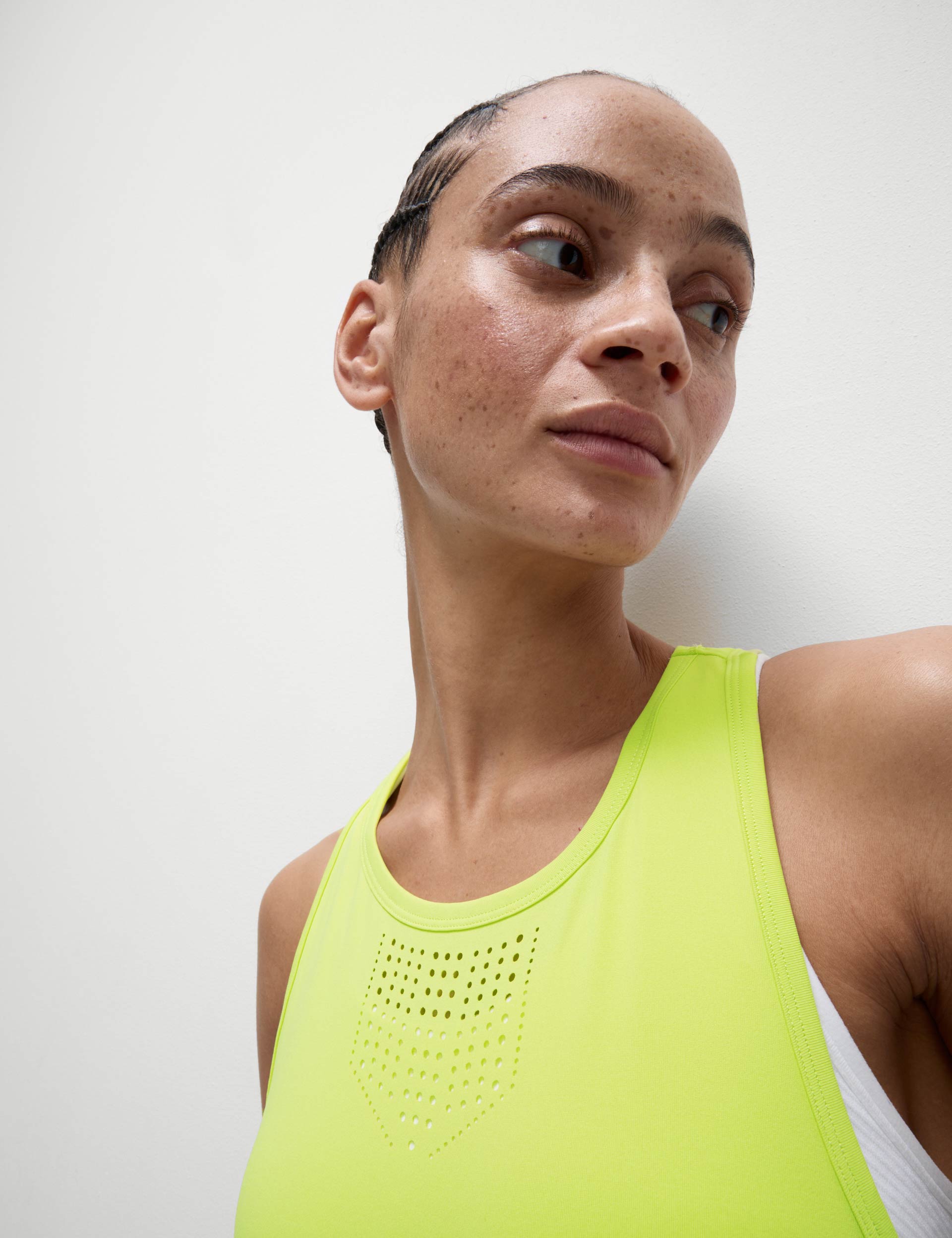Racerback Laser Cut Fitted Vest Top for Women - Breathable Workout Tank Top, Slim Fit Yoga Shirt in Limeade Green | Perfect for Gym, Running, Yoga & Casual Wear