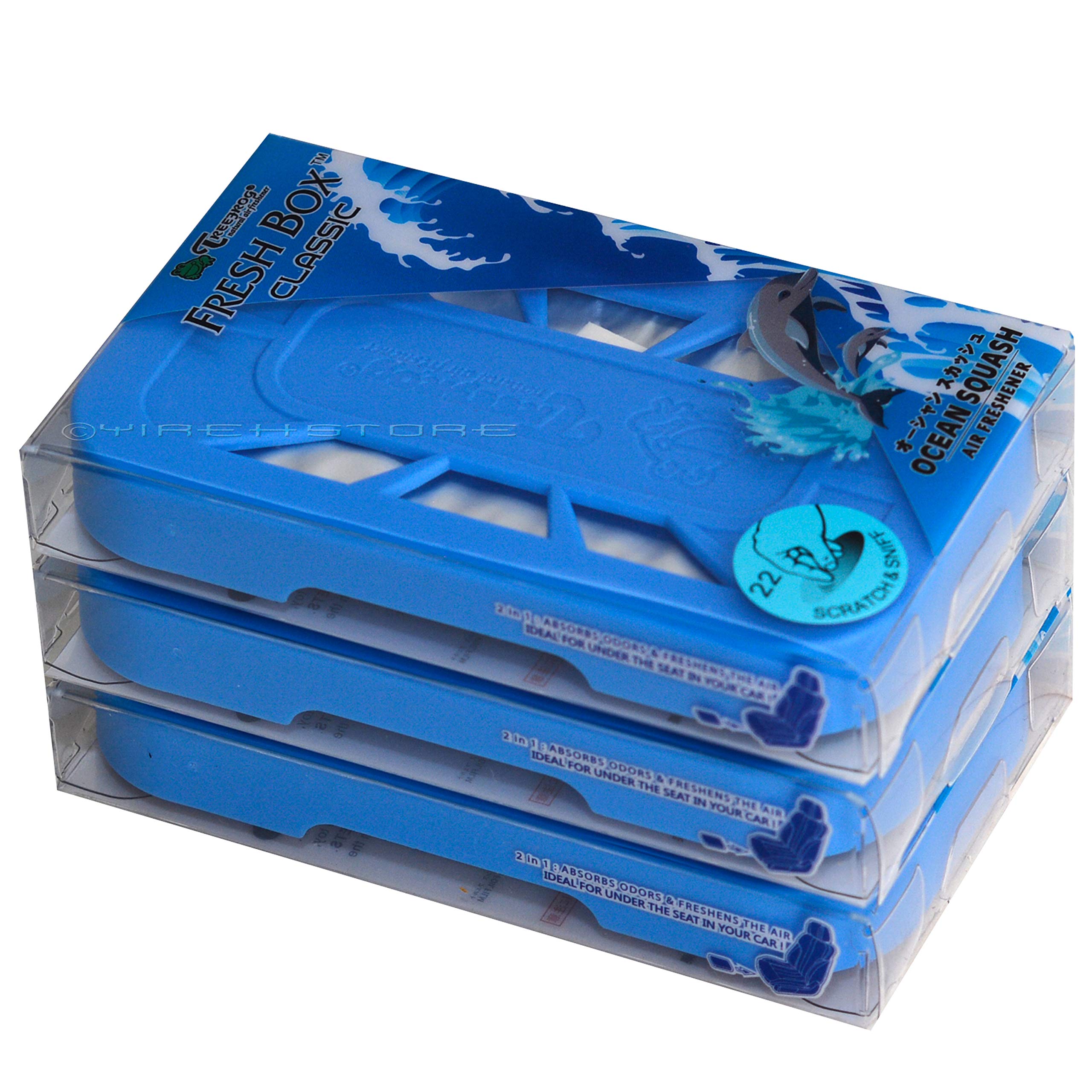 Treefrog Fresh Box Classic Ocean Squash Scent Air Freshener 3-Pack with Refill Cartridges - Eliminate Odors in Cars, Homes & Offices
