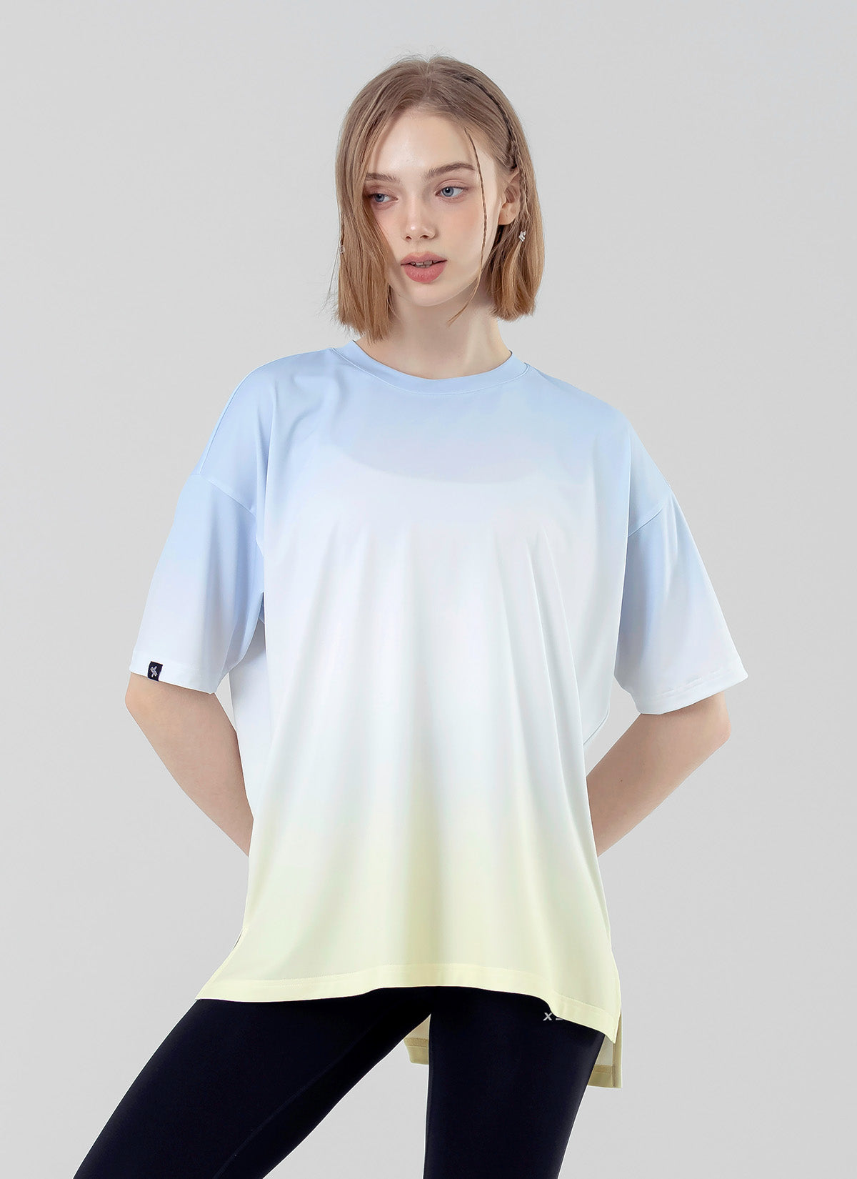 Ice Feather Gradient Oversized Short Sleeve T-Shirt for Women - Trendy Loose Fit Casual Top for Summer, Streetwear, and Layering
