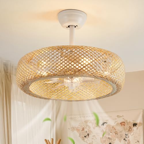 20 Inch Rattan Boho Fandelier Ceiling Fan