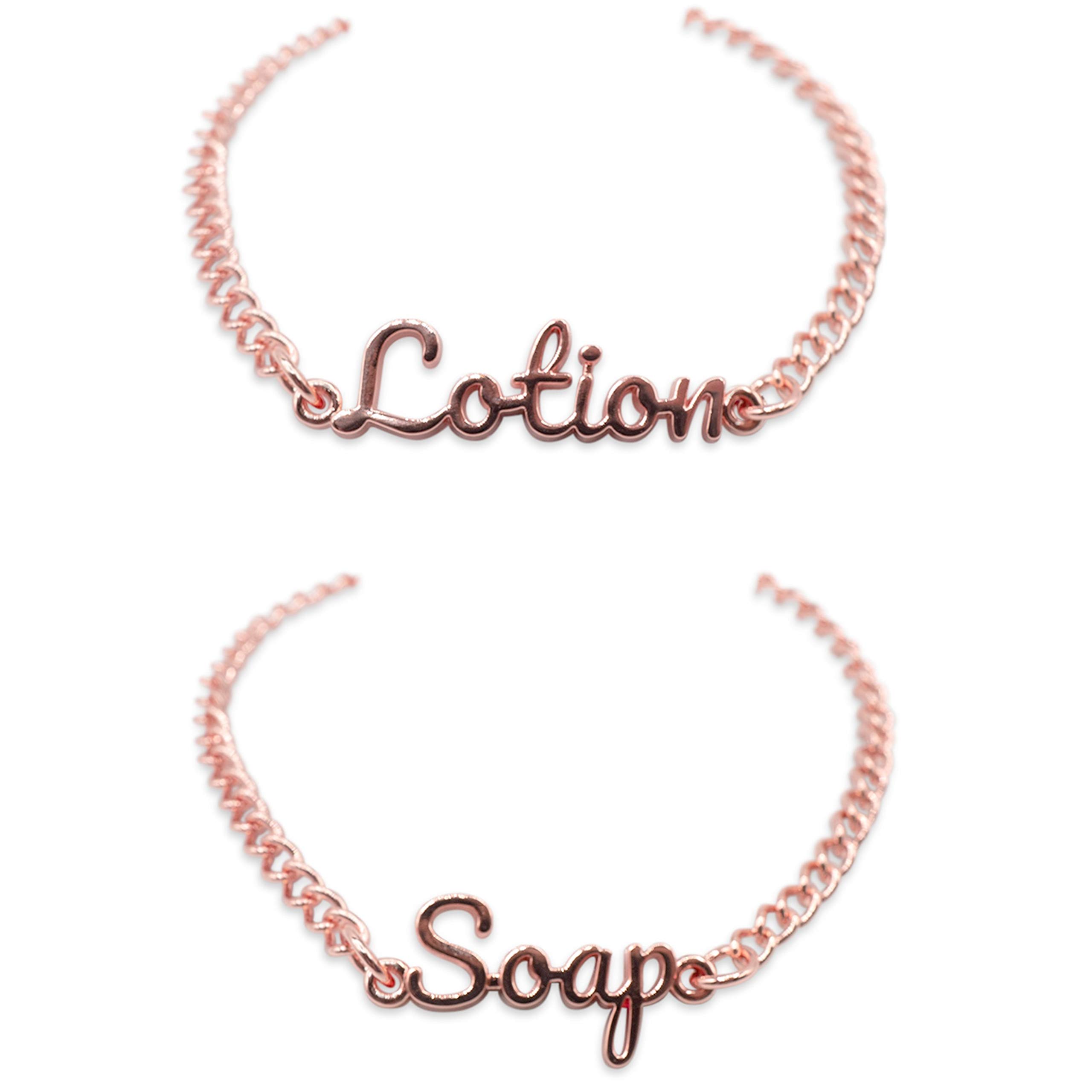 KreaSHen Rust-Resistant Soap and Lotion Label Tags - Rose Gold | Waterproof Bathroom Organization for Spas, Salons & Home Decor