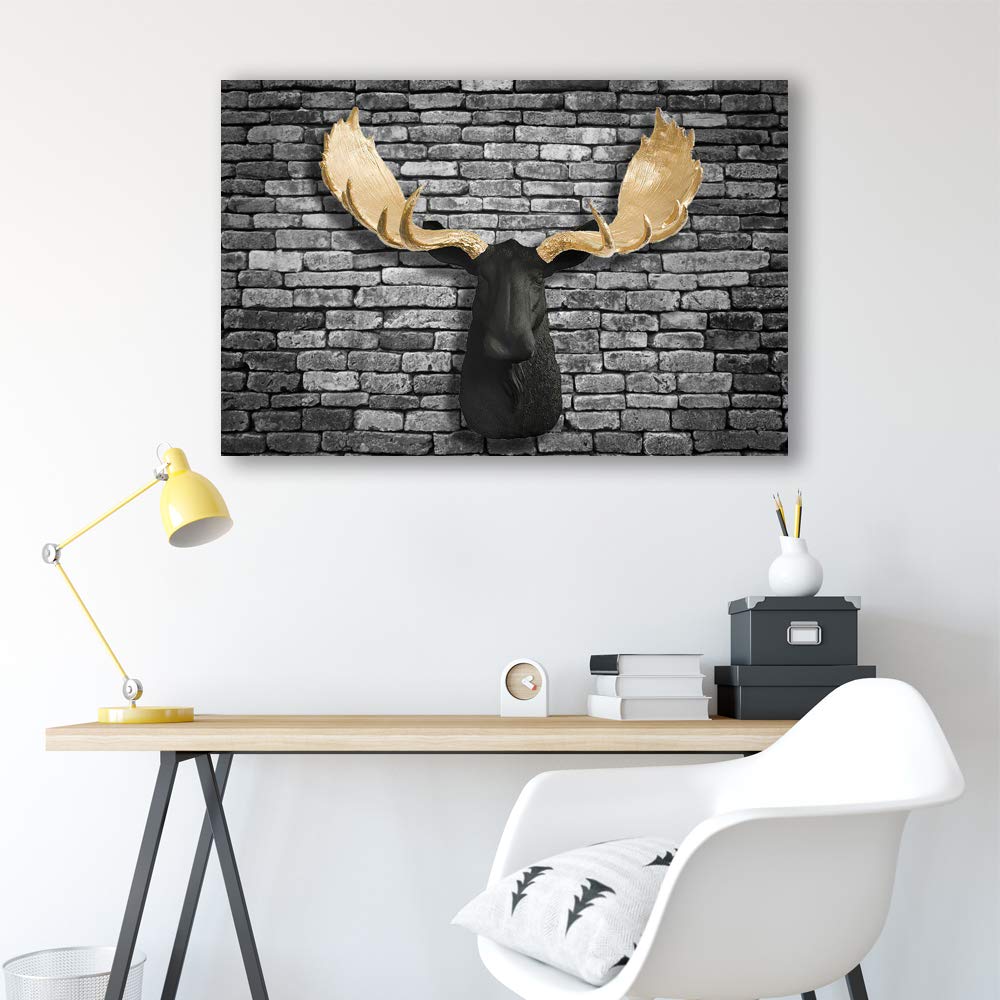 Wall26 Canvas Wall Art - Deer Animal Horn Giclee Painting - 24x36 Inches - Modern Home Decor for Bedroom, Living Room, and Office