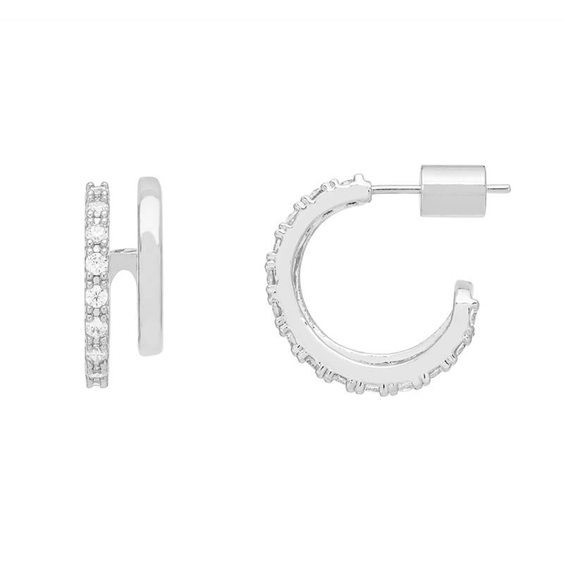 Double Hoop Illusion Pave Earrings - Sparkling Cubic Zirconia Dangle Earrings for Women | Perfect for Parties, Weddings & Date Nights