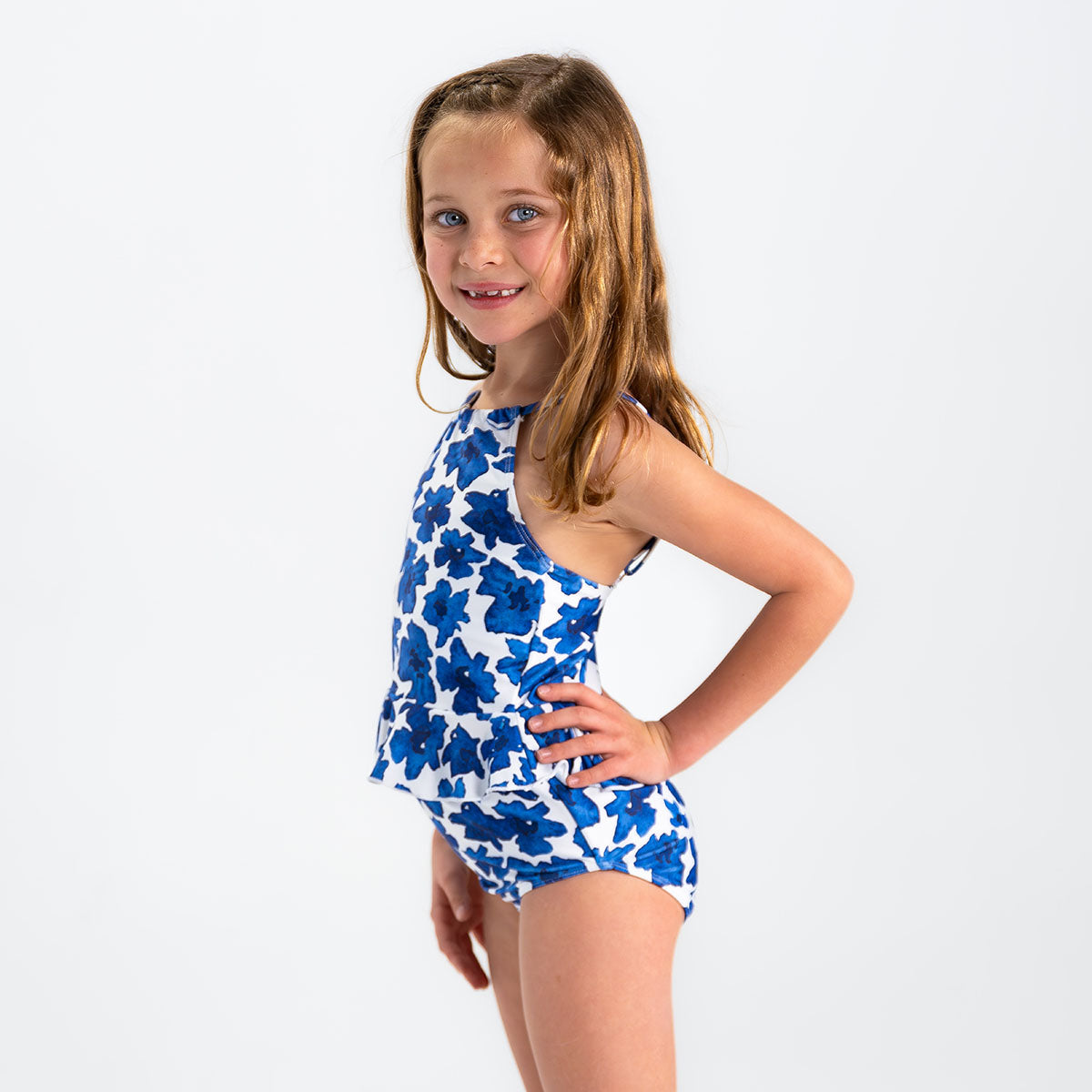 Girls High Neck Peplum Tankini Top - Stylish Swimwear for Beach, Pool & Summer Vacations