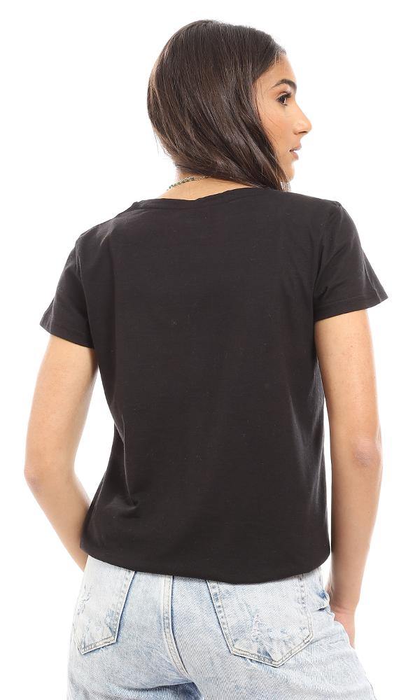 56811 Printed Casual Short Sleeve T-Shirt for Men - Comfortable Cotton Tee - Black - Perfect for Everyday Wear, Outings & Casual Occasions