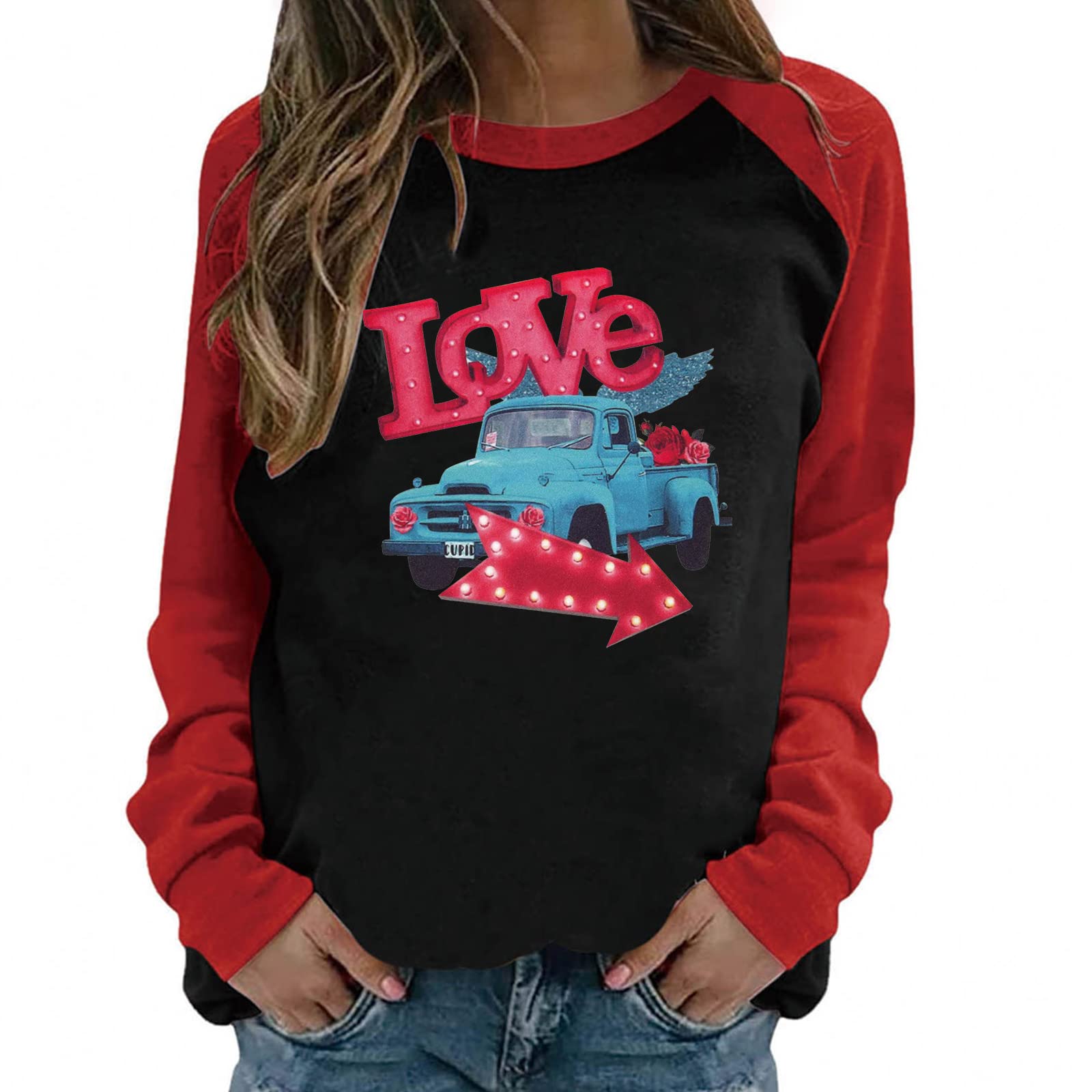 Valentine's Day Sweatshirts for Women - Long Sleeve Crewneck Pullover with Cute Print | Perfect for Holiday Gifts, Date Nights & Casual Winter Outfits