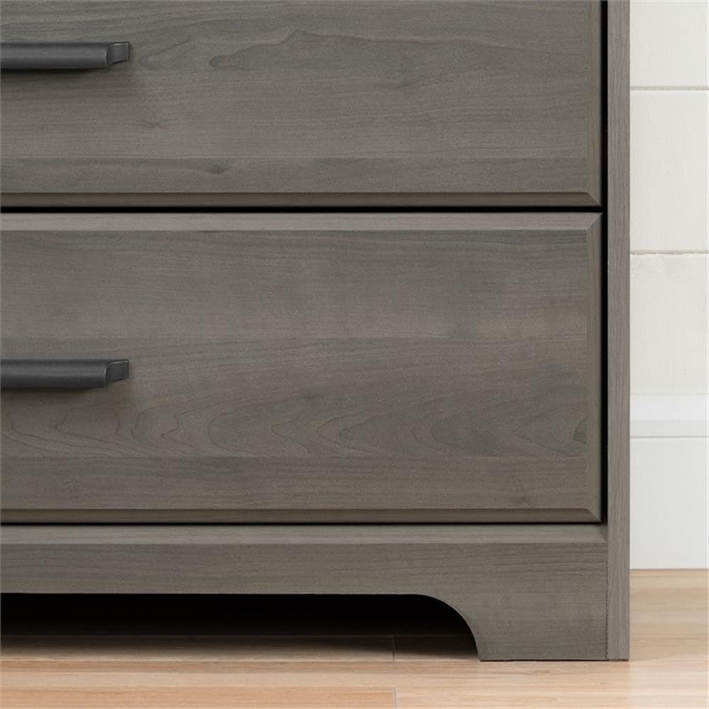 Home Square 2 Drawer Wood Nightstand Set in Gray Maple (Set of 2) - Modern Bedside Tables for Bedroom with Storage, Perfect for Small Spaces & Apartment Living