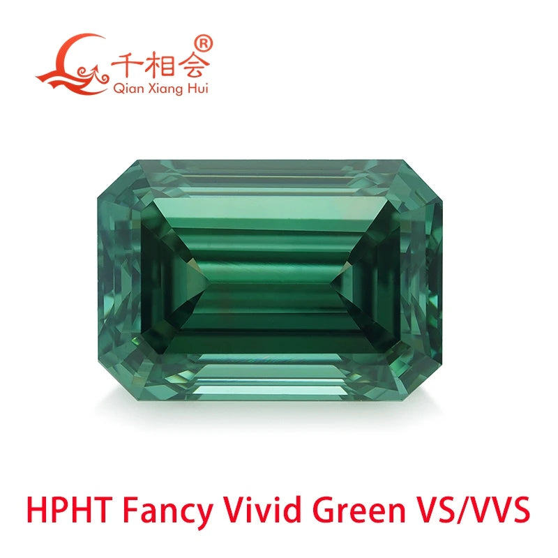 HPHT Lab-Grown Diamond - 0.5ct & 1.6ct Fancy Vivid Green Emerald Cut - VVS/VS Clarity - GEMID Certified Loose Stone for Jewelry Making & Engagement Rings