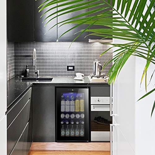 Antarctic Star 100 Can Mini Fridge - 2.3 Cu.Ft Compact Beverage Cooler for Soda, Beer & Wine - Adjustable Shelves, Black - Perfect for Office, Bar, Dorm or Home Use