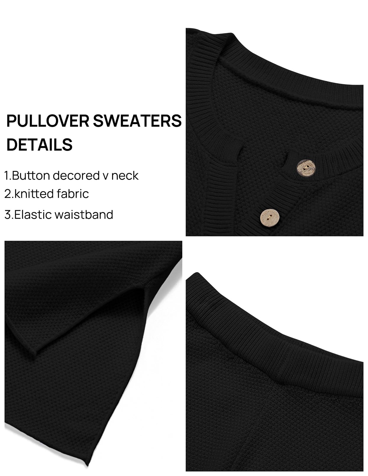 MEROKEETY Women's 2 Piece Outfit Set - Long Sleeve Button Down Knit Pullover Sweater & Lounge Pants Comfy Casual Set | Perfect for Home, Office & Weekend Outings