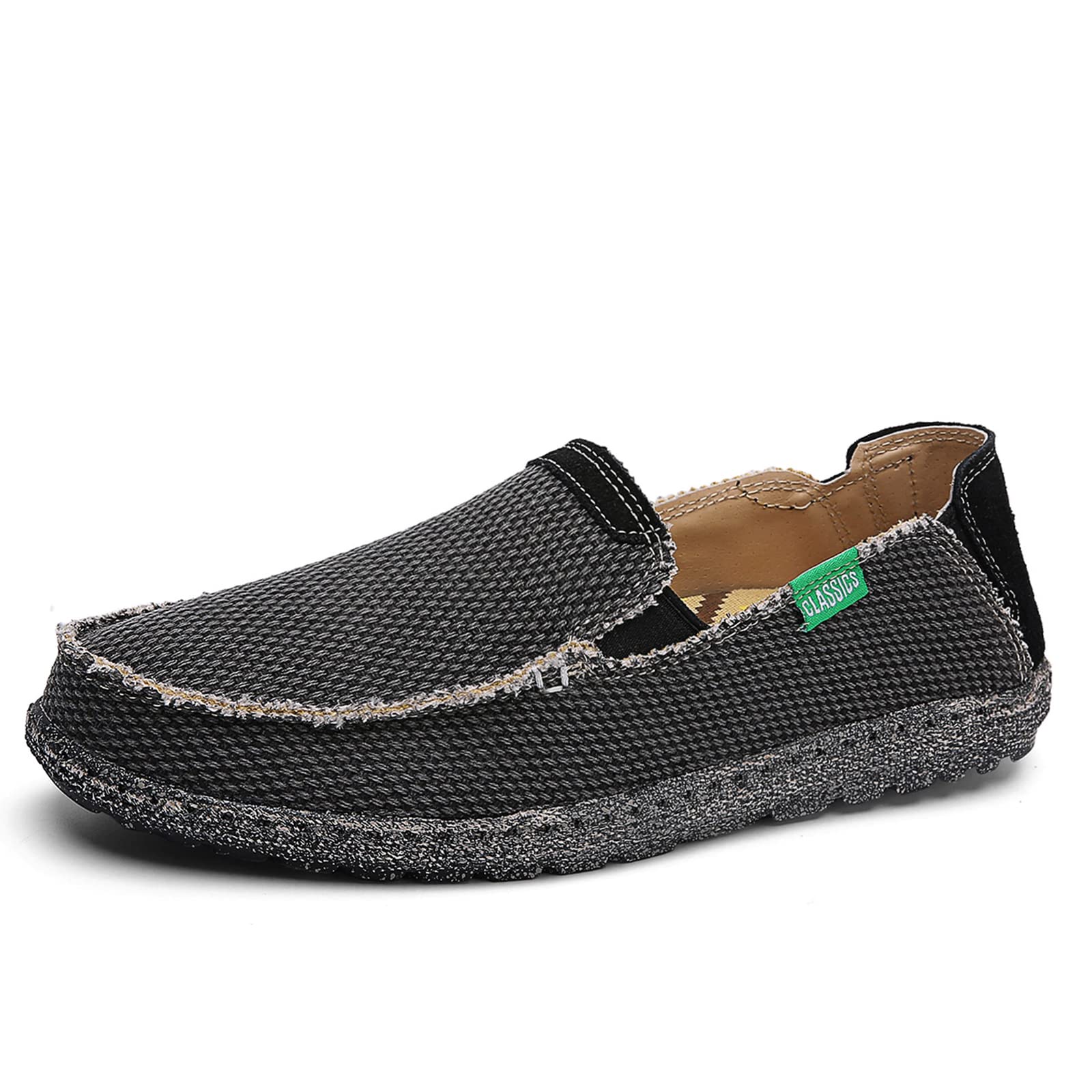 JAMONWU Men's Slip-On Canvas Loafers - Breathable Casual Boat Shoes for Men, Vintage Deck Shoes with Comfortable Design - Perfect for Walking, Driving, and Summer Outfits