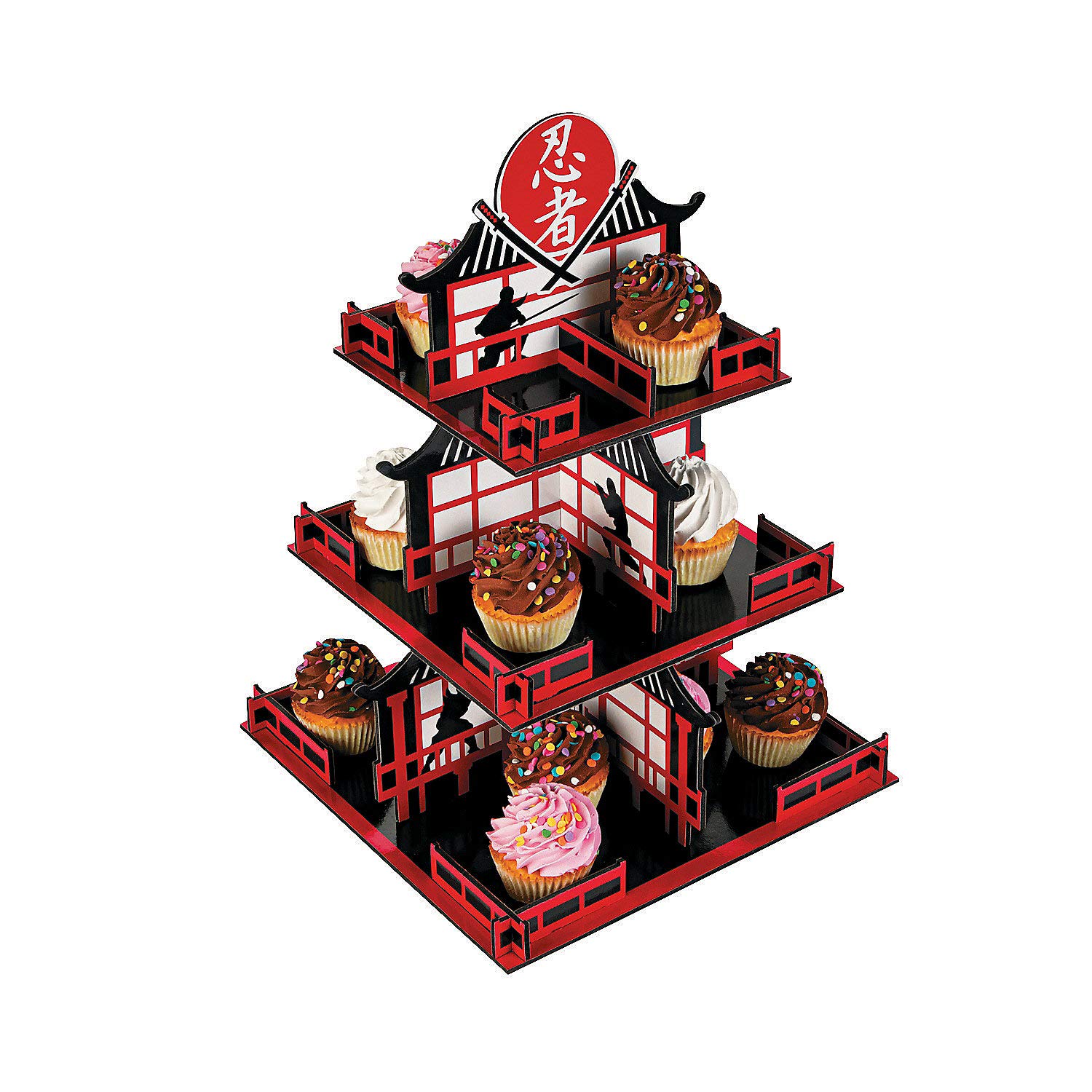 3-Tier Ninja Cupcake Stand for Birthday Parties - Perfect for Ninja Themed Decorations, Kids' Celebrations & Dessert Displays