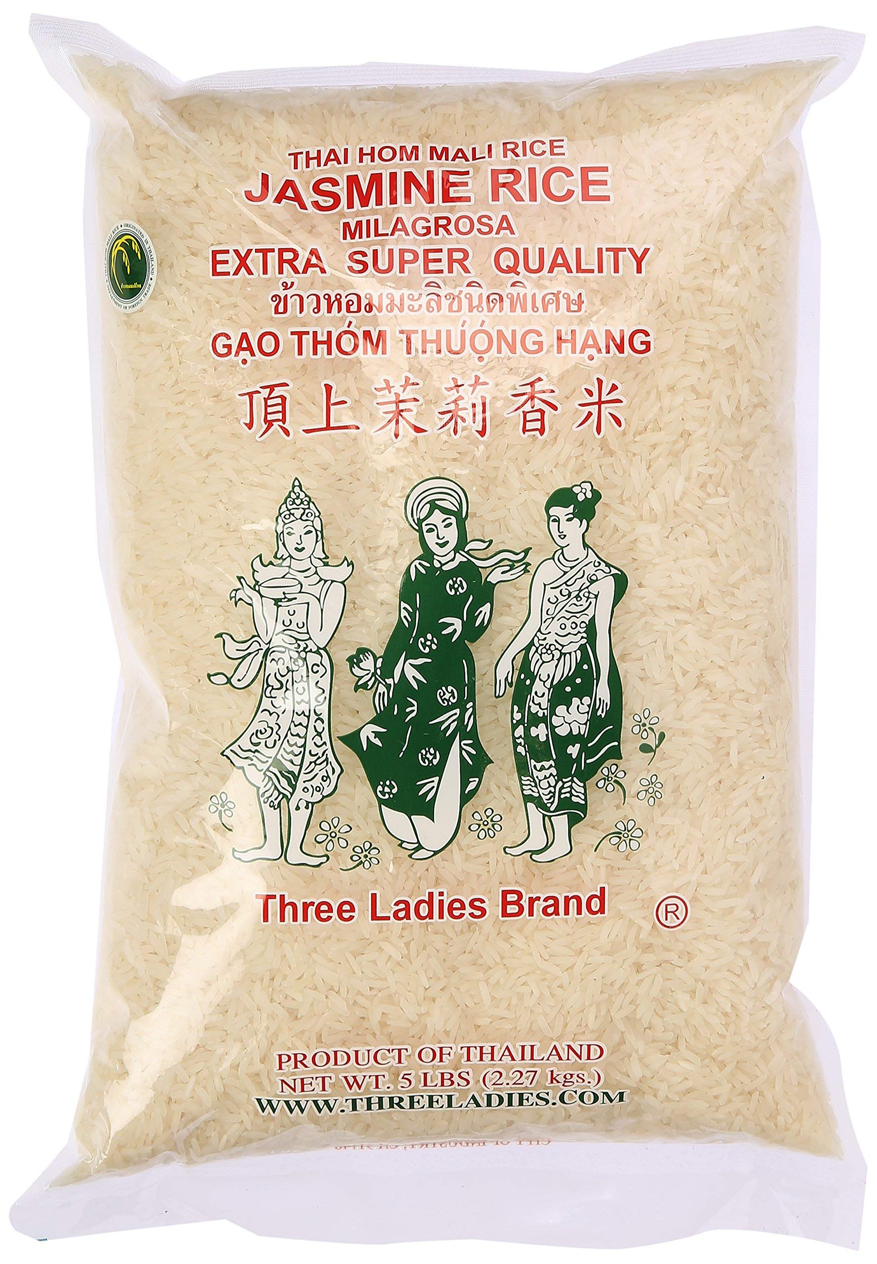 Premium 2-Pack Jasmine Rice - Long Grain Fragrant Thai Rice, 5 lbs Each (011109) - Perfect for Asian Cuisine, Stir-Fry & Sushi