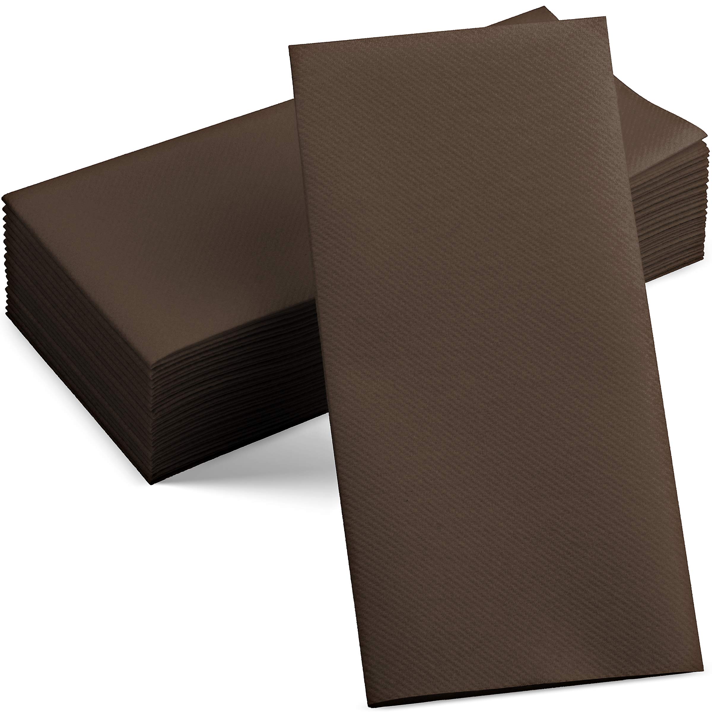 50-Pack Premium Disposable Linen-Feel Brown Napkins, 12