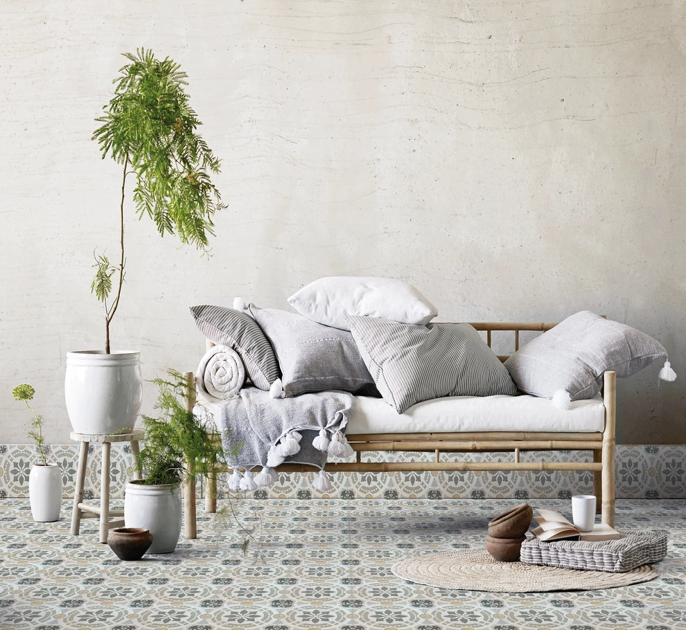 Zellige Charm Porcelain Floor Tiles - Atlas Petals Collection | Handmade Moroccan Cement Tiles for Kitchen Backsplash, Bathroom & Outdoor Patio Decor