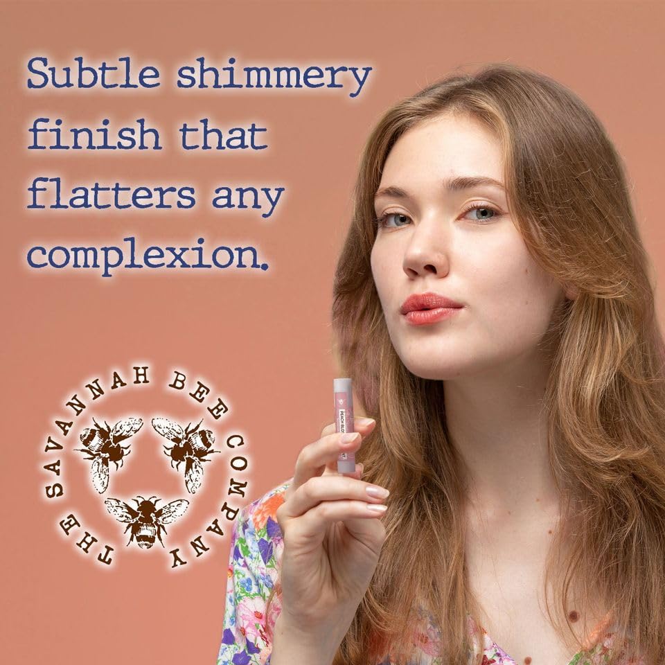 Savannah Bee Company Peach Blossom Lip Tint - Natural Moisturizing Lip Balm for Dry Lips with Honey & Beeswax | Perfect for Daily Hydration & On-the-Go Lip Care