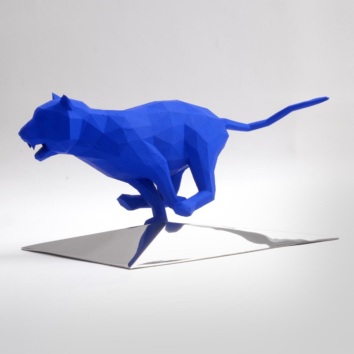 Roar Tantantan Steel Sculpture with Blue Resin - Modern Art Decor for Home, Office & Garden - Perfect for Wall Art, Gift & Interior Design