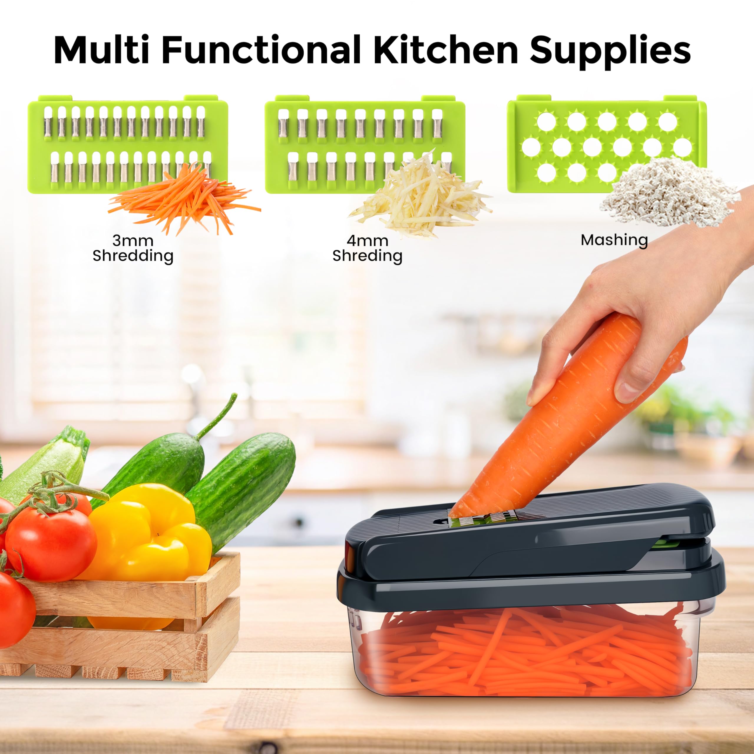 12-in-1 Multifunctional Vegetable Chopper with Container - Perfect for Salad, Onion & Garlic Prep