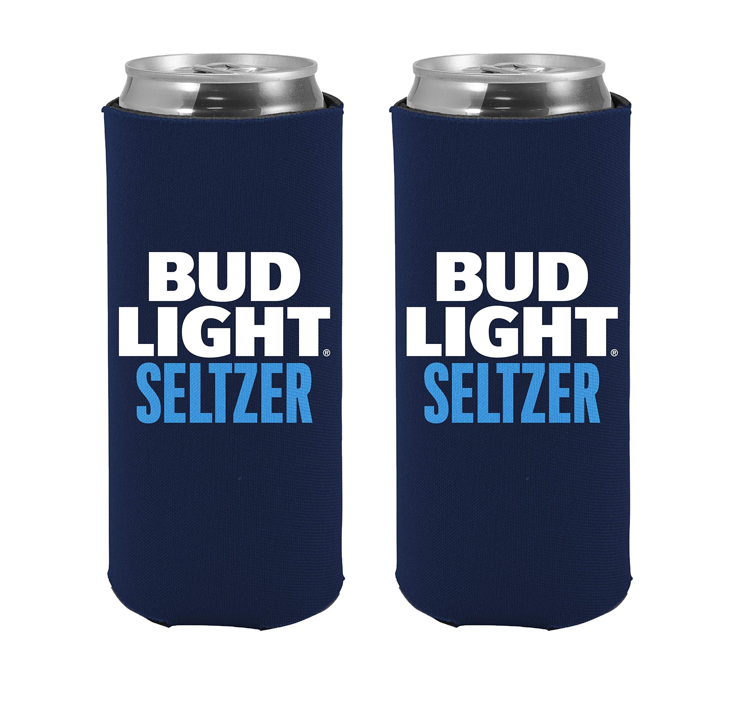 Bud Light Seltzer Slim Can Cooler (2 Pack) - Insulated Beer Can Holder for Seltzers & Canned Drinks - Perfect for Pool Parties, BBQs & Outdoor Events
