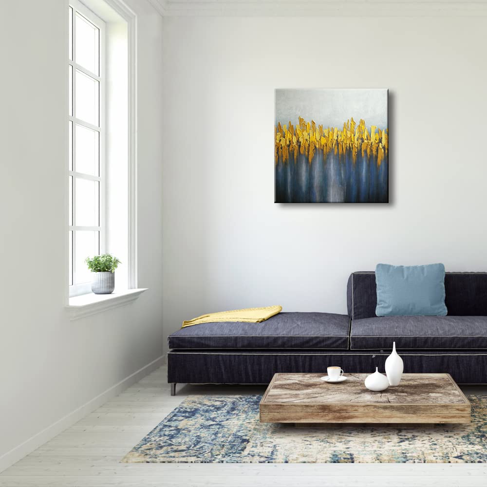 Hand-Painted Abstract Canvas Wall Art - Modern Landscape Painting for Living Room & Bedroom Decor - Contemporary Home Wall Decor for Housewarming Gifts & Interior Design