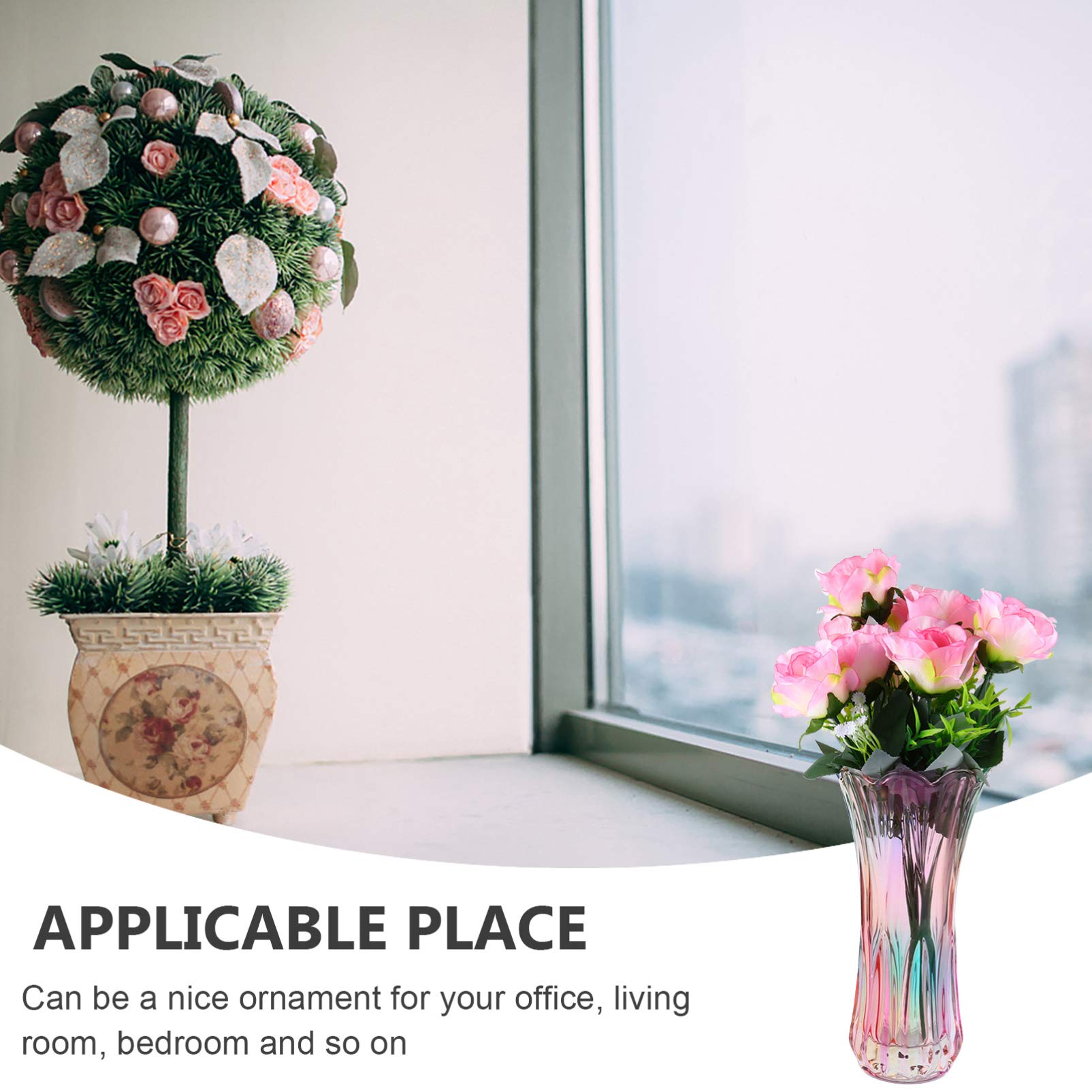 BESPORTBLE Decorative Glass Flower Vase - Rainbow Thickened Crystal Vase for Home, Office, Wedding Decor - Perfect for Centerpieces, Table Decorations and Gift Giving