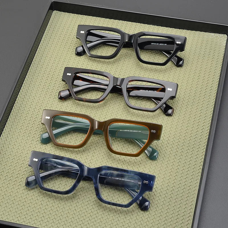 CCspace Unisex Full Rim Square Acetate Eyeglasses 57399 | Lightweight & Durable Frame | Perfect for Reading, Work & Fashion | Trendy Square Glasses for Men & Women