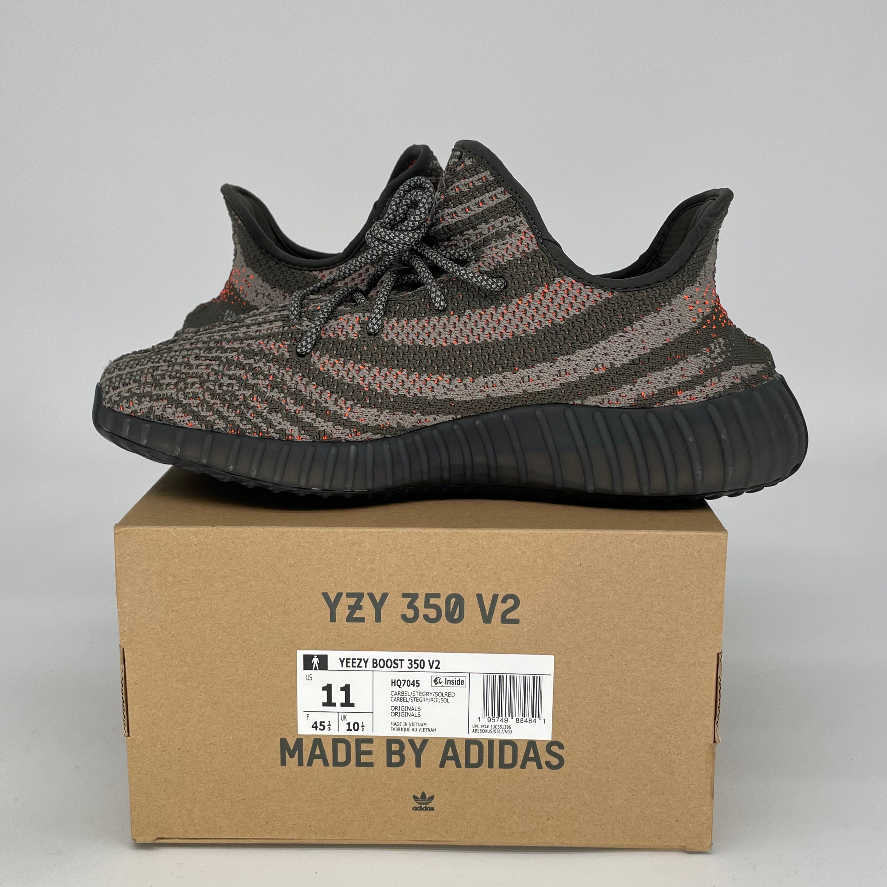 Adidas Yeezy Boost 350 V2 Carbon Beluga - Men's Size 11 & Women's Size 12.5 (HQ7045) | Comfortable Running Shoes for Gym, Jogging & Casual Wear