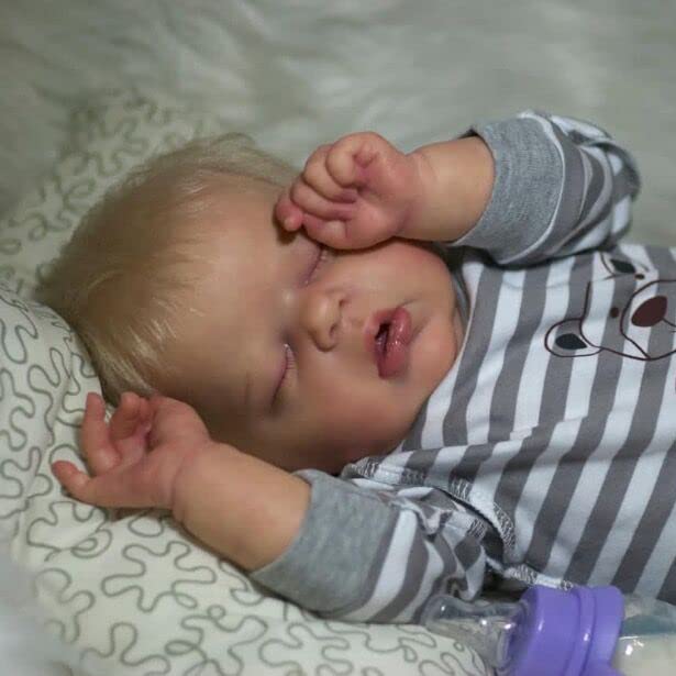 22 Inch Realistic Reborn Baby Doll Boy with Rooted Blonde Hair - Lifelike Sleeping Newborn Doll for Girls | Perfect for Role Play, Gift Giving & Collectors