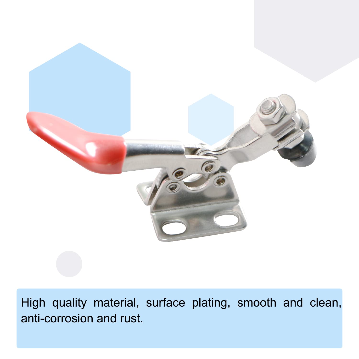 2PCS 304 Stainless Steel Toggle Clamps - 27KG/60LBS Gripping Force, Quick Locking Hand Clamps for Woodworking, Metalworking & DIY Projects - Horizontal Quick Release Tool Clamps for Workbench & Crafting