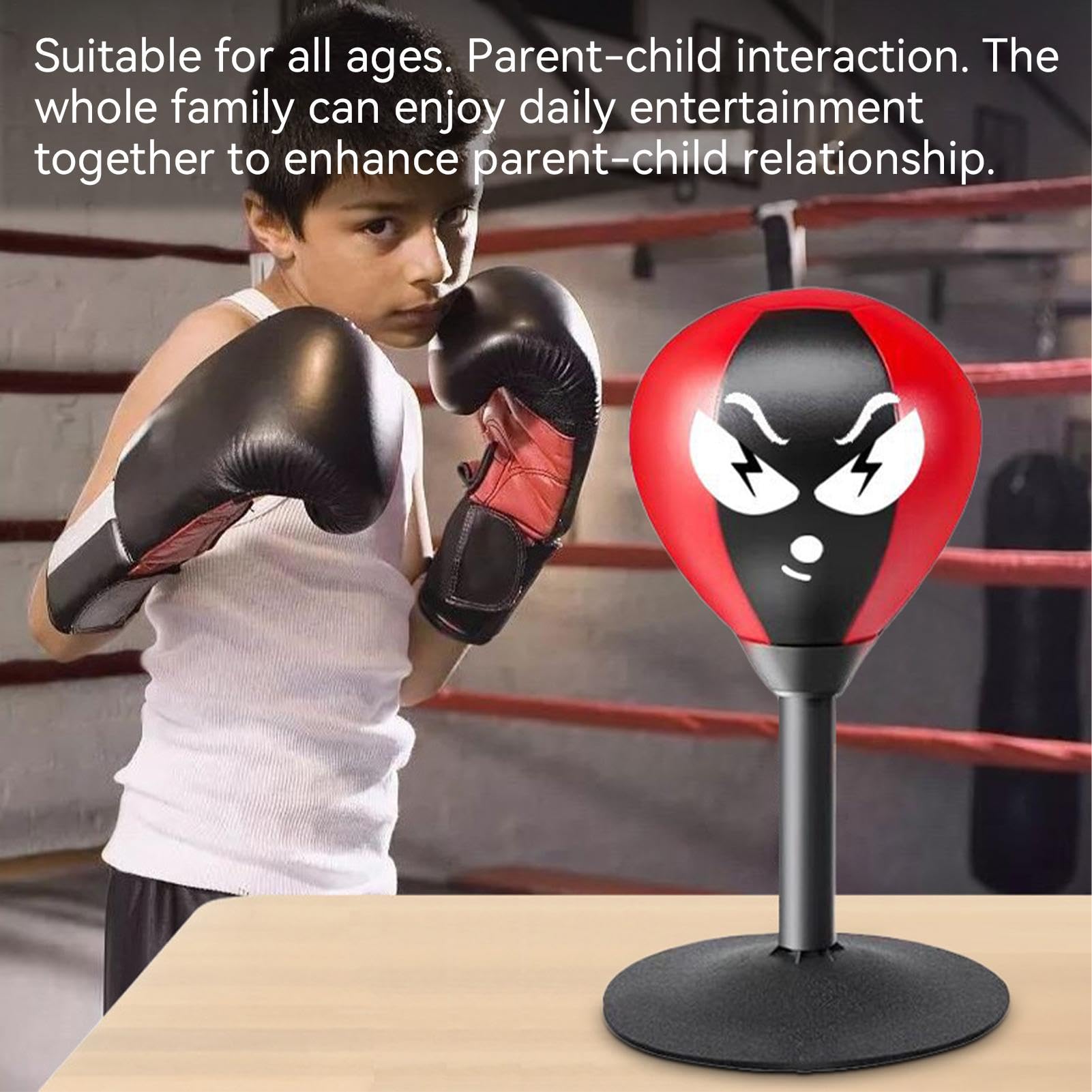 Stress Relief Punching Ball for Desk - Heavy Duty Suction Cup Boxing Ball with Stand, Anger Management & Mood Relief Tool for Adults & Kids - Perfect for Office, Home, or Classroom Use