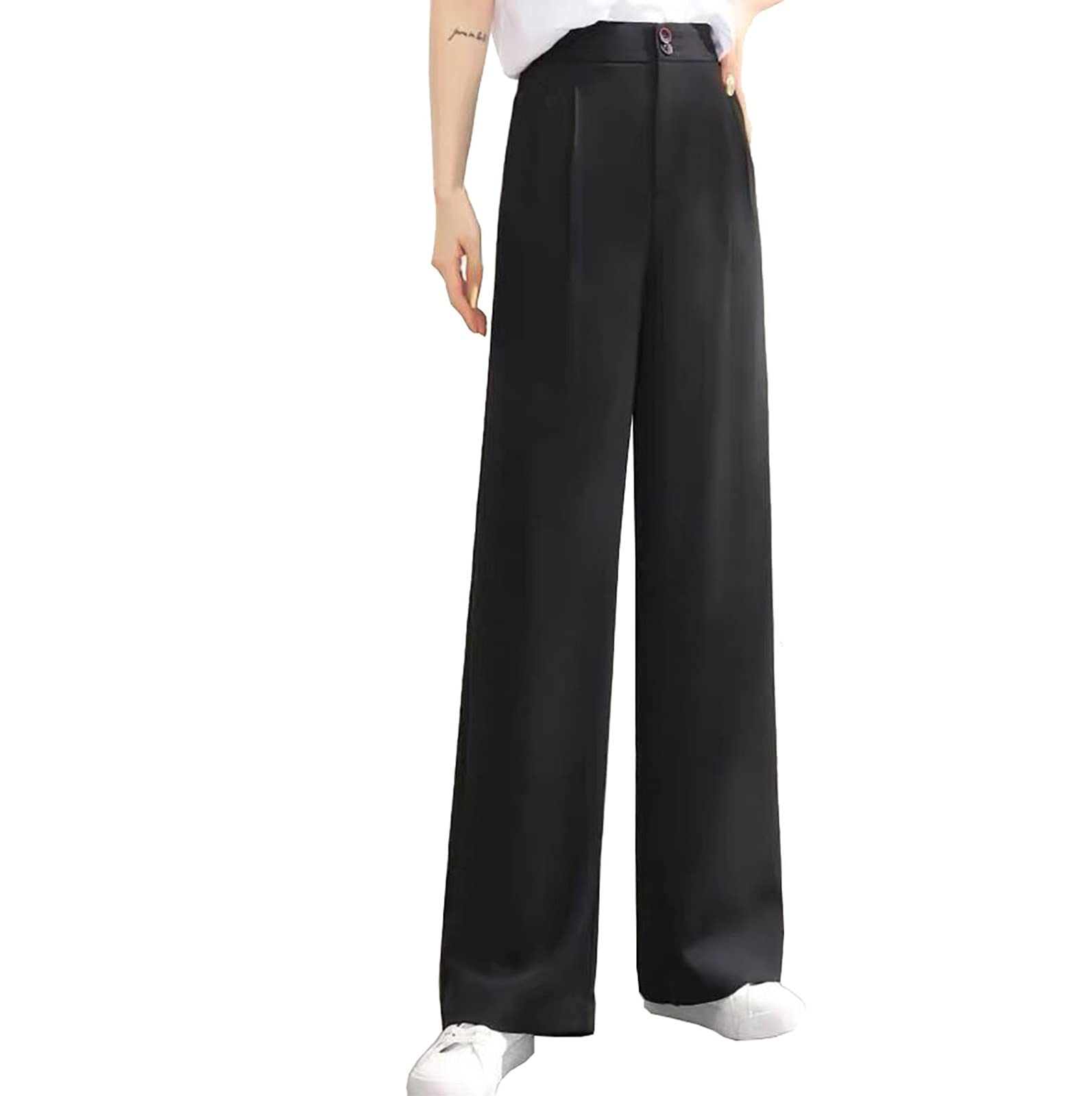 Bidobibo Women's High Waisted Lounge Pants with Pockets - Baggy Casual Trousers for Business & Fall Outfits | Perfect for Office, Travel & Relaxation at Home