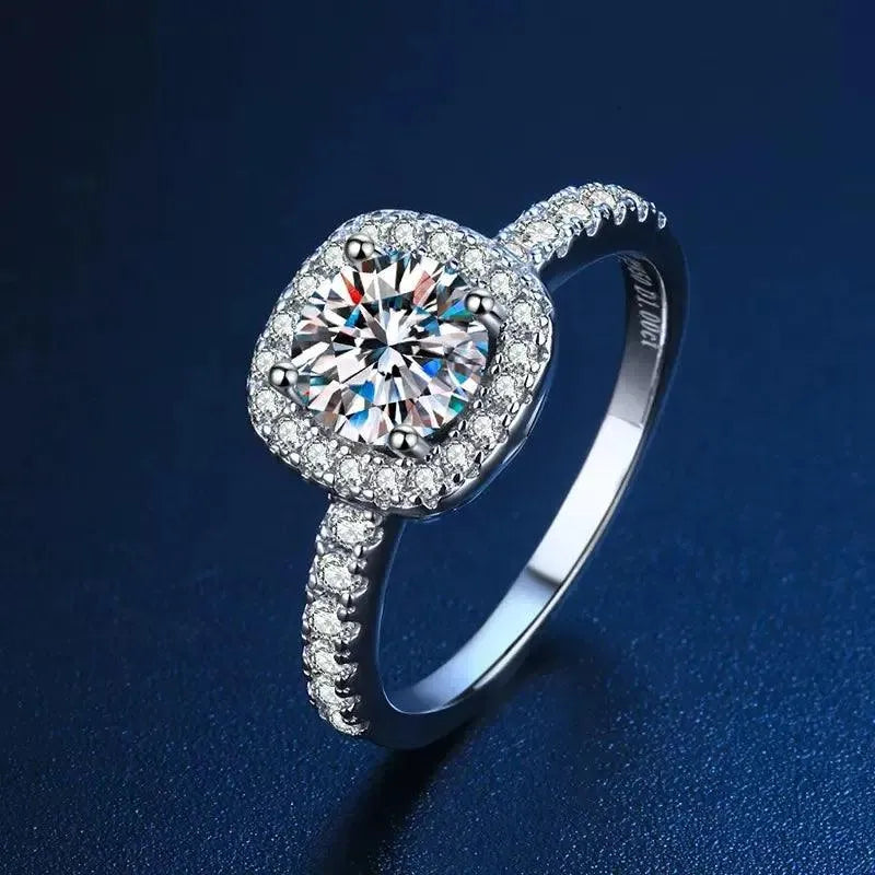 1CT 2CT 3CT Moissanite Engagement Ring for Women - 925 Sterling Silver Square & Round Cut Wedding Band, Anniversary Jewelry Gift | Perfect for Proposals, Bridal Sets & Special Occasions