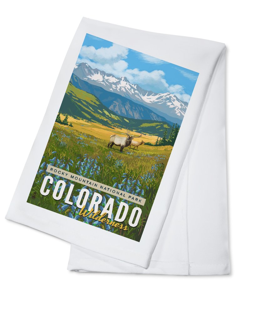 Rocky Mountain National Park Elk and Flowers 100% Cotton Tea Towel - Decorative Hand Towel for Kitchen, Bathroom & Home Decor - Perfect for Gifts, Housewarming, and Rustic Cabin Style