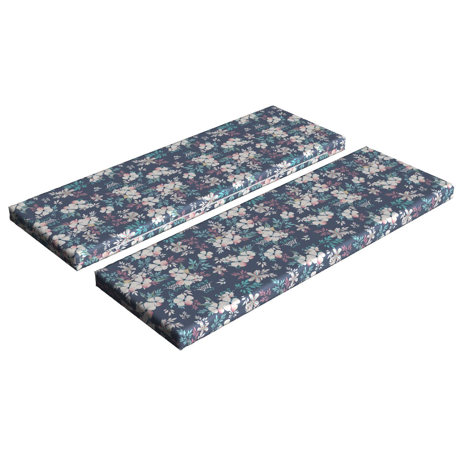 Ambesonne Floral Bench Cushion Set of 2 - Soft Foam Seat Pads with Decorative Leaf Print, 45