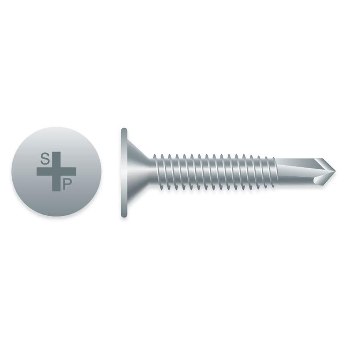 #8 x 1 Phillips Wafer Head Zinc Plated Self-Drilling Screws - 8,000 Count Bulk Pack (W804) - Perfect for Woodworking, Metal Roofing & DIY Home Improvement Projects