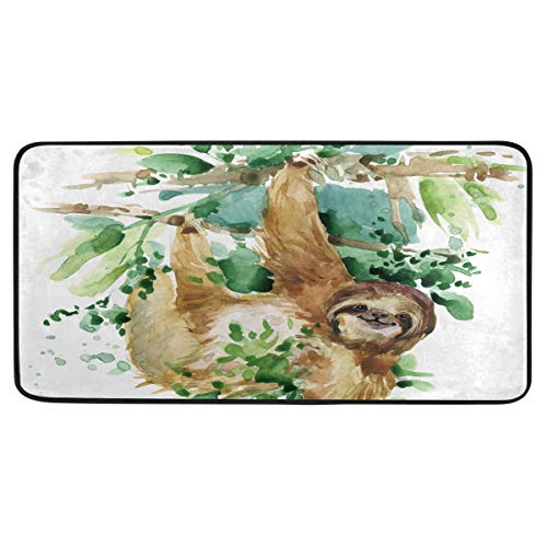 Non-Slip Watercolor Sloth Kitchen Mat - Cute Rubber Doormat for Kitchen, Bathroom & Home Decor - 39