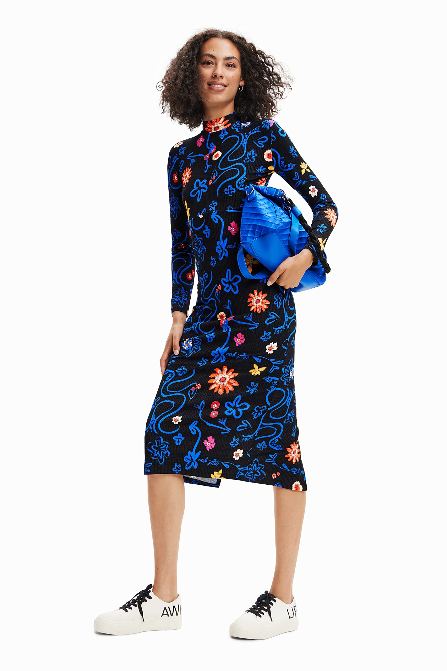 Desigual Women's Long Sleeve Knit Dress - Stylish & Comfortable Fall/Winter Dress for Work, Party & Casual Outings