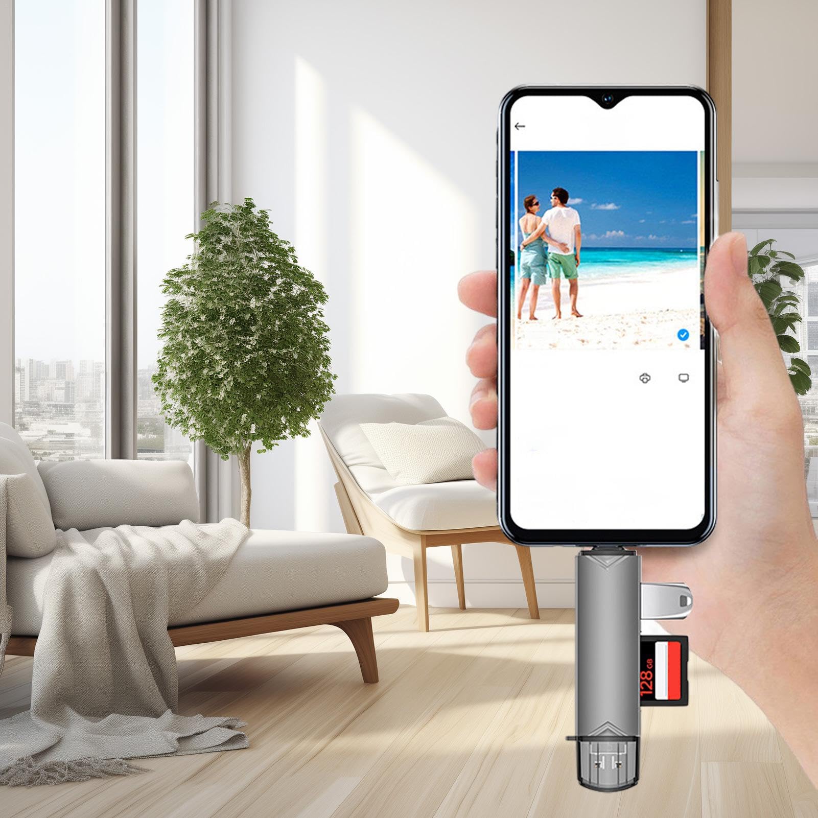 Multi-Port USB C Card Reader - High-Speed SD/TF Flash Memory Card Adapter for MacBook, iPad, Smartphones & Laptops | Perfect for Photo Transfer, Data Backup & Mobile Office Work