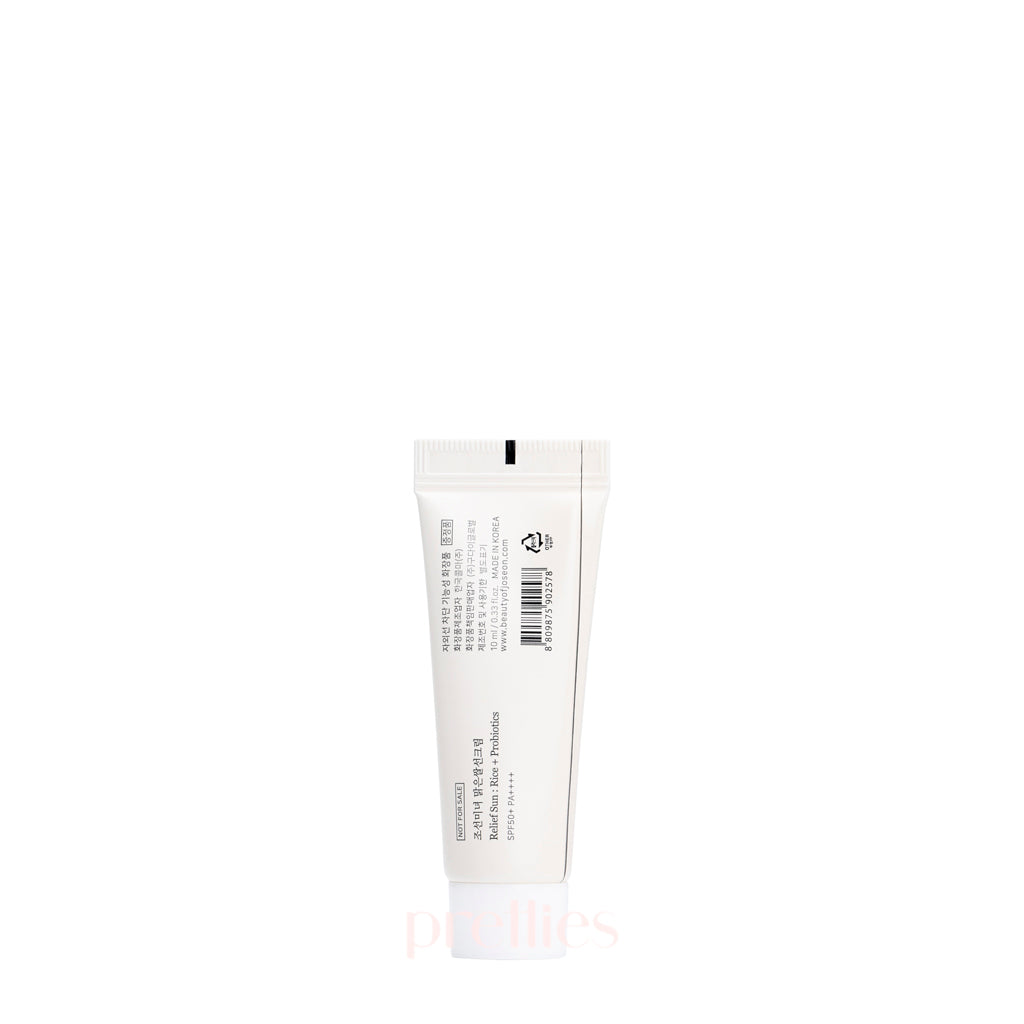 Beauty of Joseon Relief Sun Rice + Probiotics SPF50+ PA++++ Sunscreen 10ml Trial Size - Korean Skincare for Daily UV Protection & Sensitive Skin - Perfect for Travel & On-the-Go Use