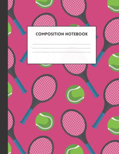Premium Tennis-Themed Composition Notebook - Wide Ruled 8.5