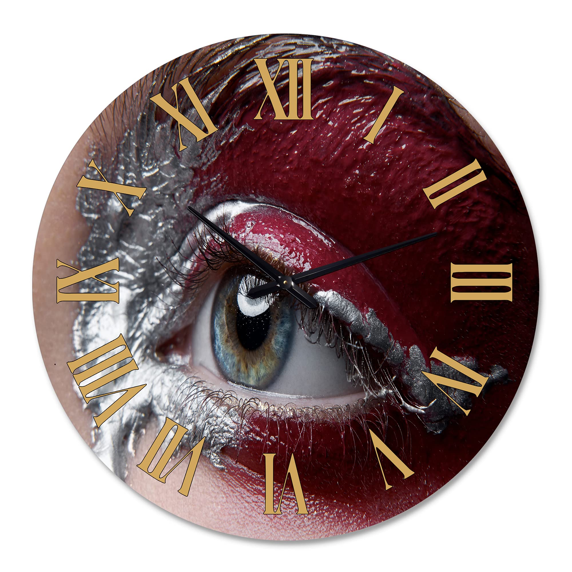 DesignQ Modern Large Wall Clock - Stylish Retouched Photo Design for Bedroom, Living Room, Office & Home Decor